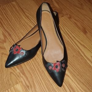 Coach Floral Applique Leather flats